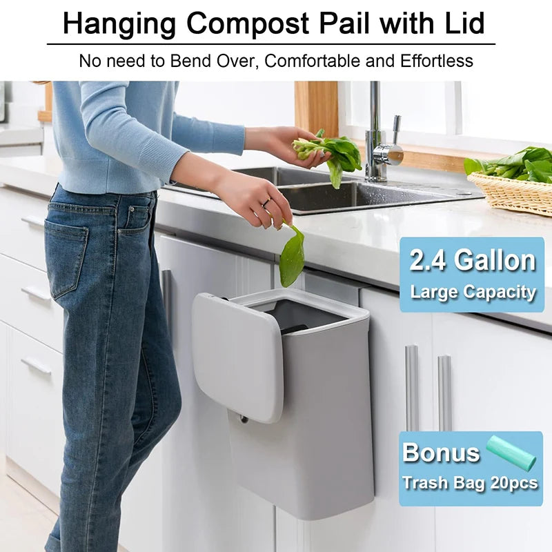 Modern Kitchen Compost Bin – Leakproof, Odor-Resistant Food Waste Container with Removable Lid, Eco-friendly