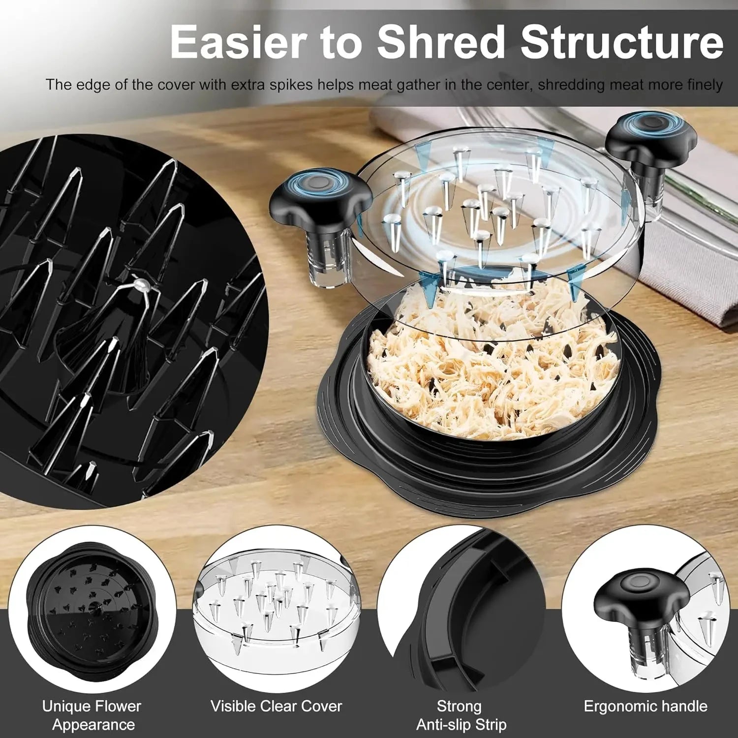Chicken Shredder Tool – Fast & Easy Meat Shredding for Tacos, BBQ, Meal Prep | Time-Saving Kitchen Gadget for Conscious Cooking