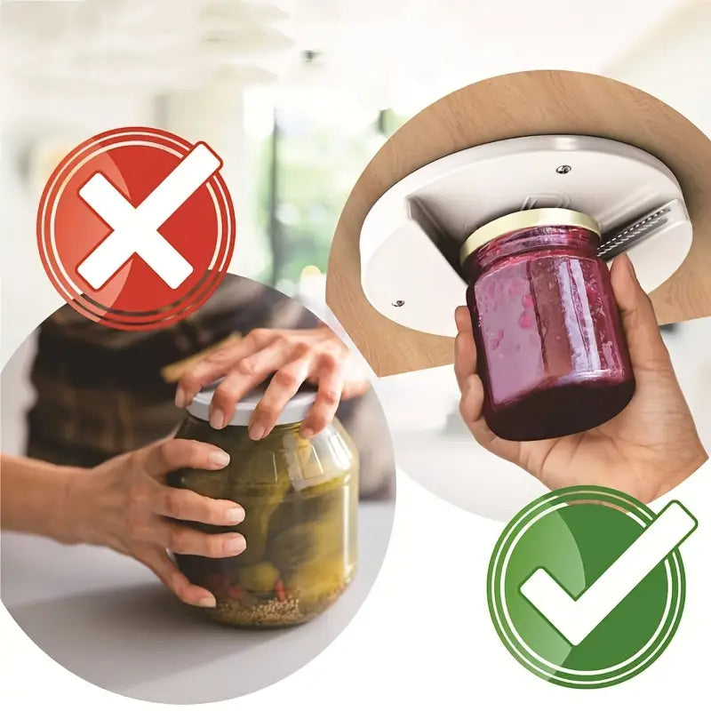 Under Cabinet Jar Opener – Easy Grip, Hands-Free Lid Remover for Seniors, Arthritis, and Conscious Kitchens