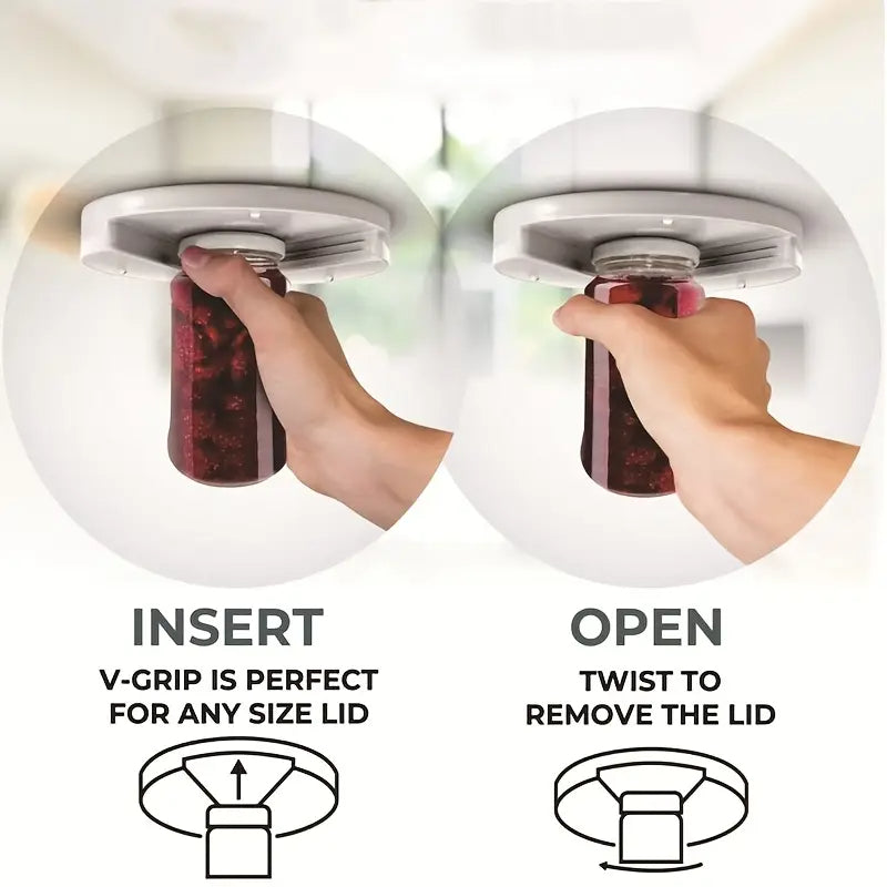 Under Cabinet Jar Opener – Easy Grip, Hands-Free Lid Remover for Seniors, Arthritis, and Conscious Kitchens