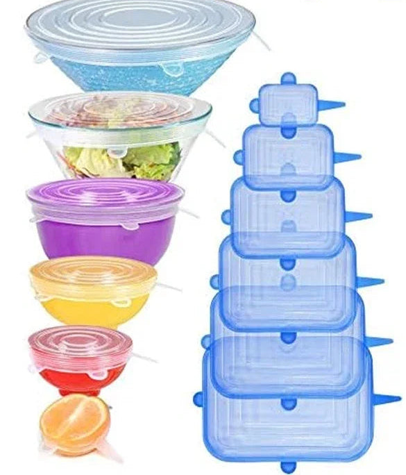 Reusable Silicone Stretch Lid Set – Eco-Friendly Food Covers for Bowls, Cups & Containers (6 or 12-Piece Set)