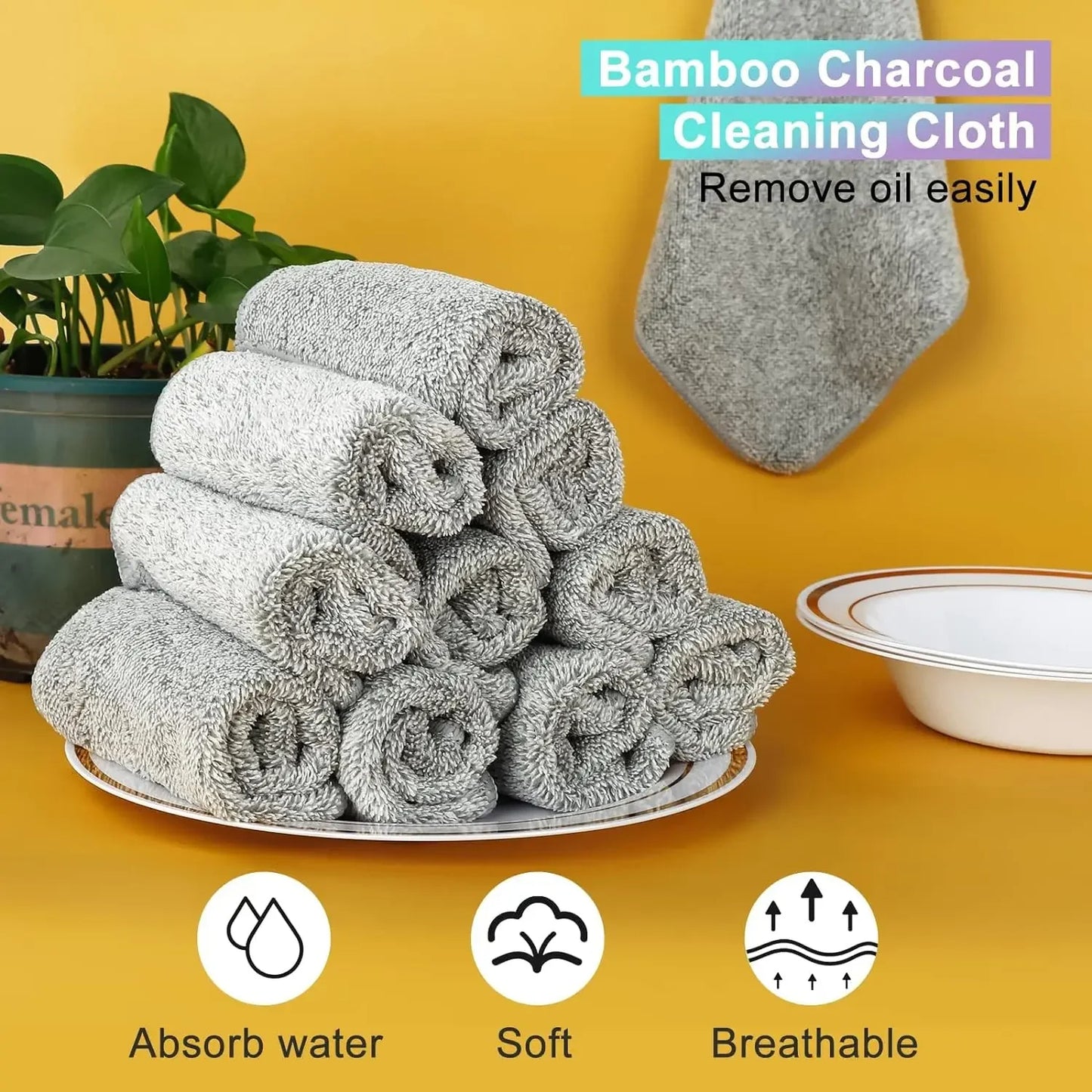 Bamboo Dish Towels – Reusable, Super Absorbent, Eco-Friendly (Multi-Pack Options)