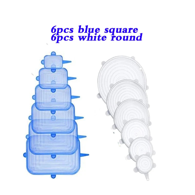 Reusable Silicone Stretch Lid Set – Eco-Friendly Food Covers for Bowls, Cups & Containers (6 or 12-Piece Set)