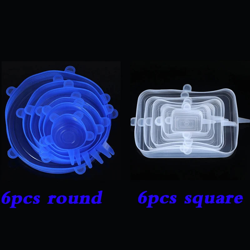 Reusable Silicone Stretch Lid Set – Eco-Friendly Food Covers for Bowls, Cups & Containers (6 or 12-Piece Set)