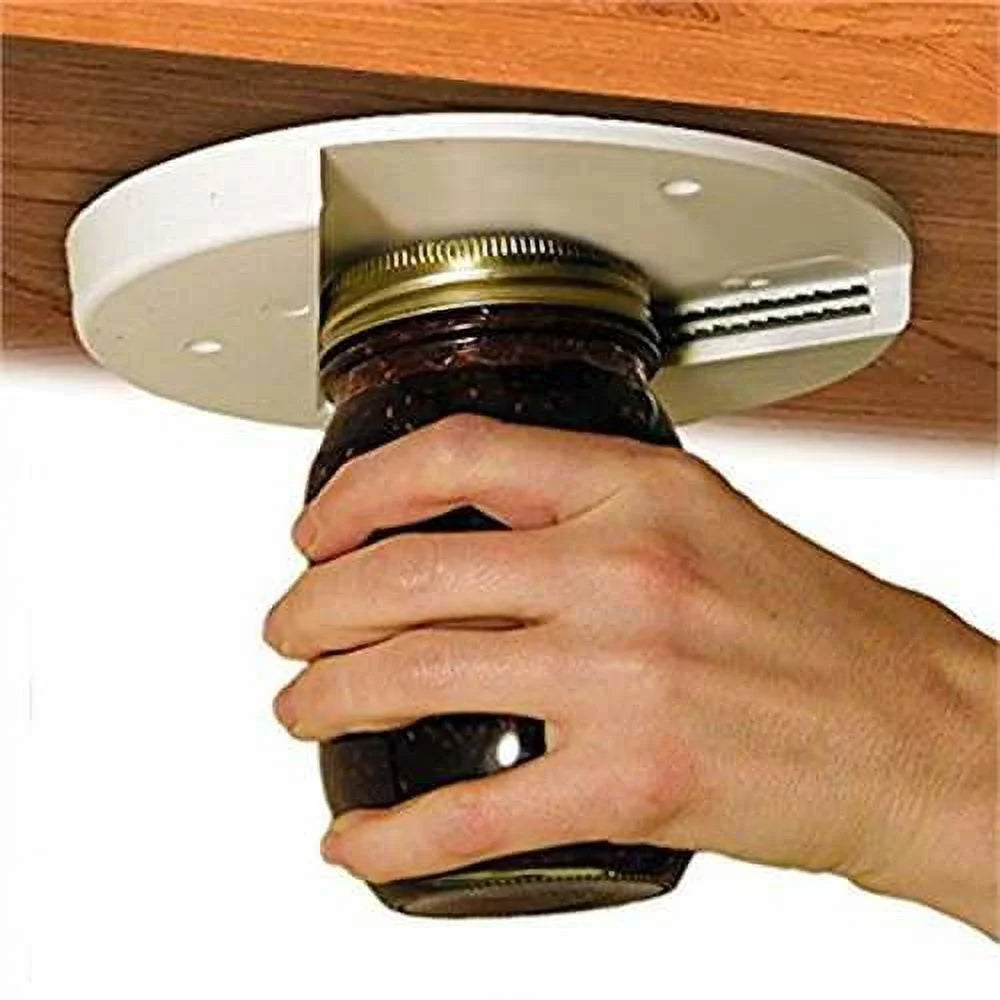 Under Cabinet Jar Opener – Easy Grip, Hands-Free Lid Remover for Seniors, Arthritis, and Conscious Kitchens